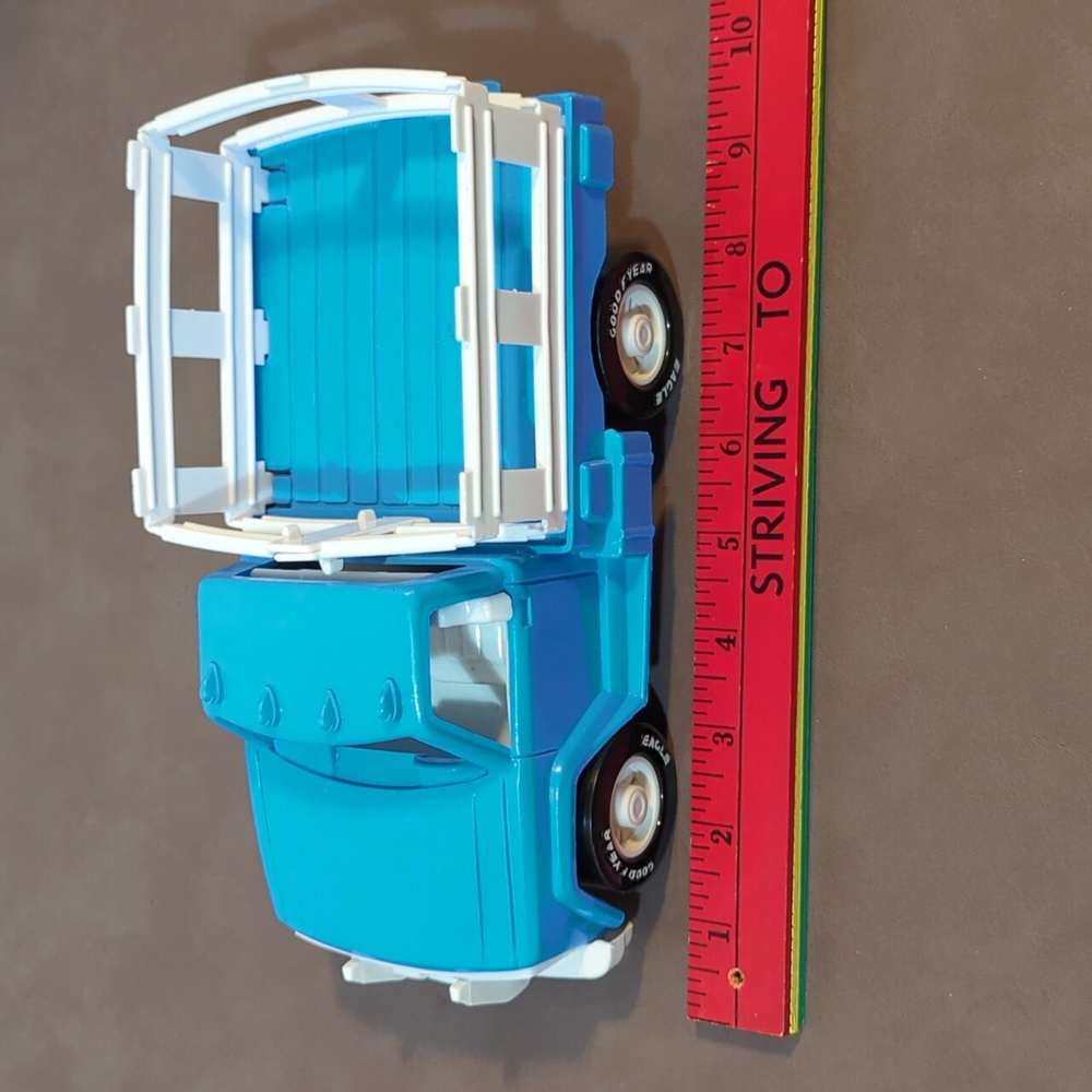 American Plastic Toys blue truck item 725 flatbed racks Eagle Goodyear - Picture 8 of 9
